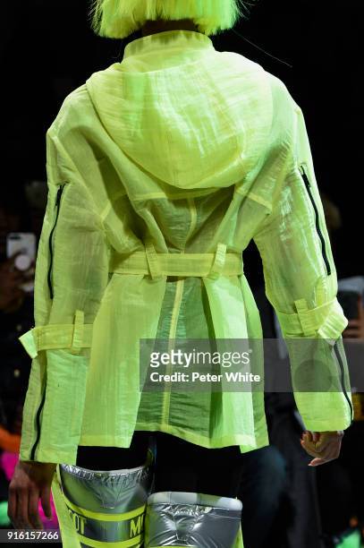 Model, fashion detail, walks the runway at Jeremy Scott Show Fall 2018 during New York Fashion Week: The Shows at Gallery I at Spring Studios on...