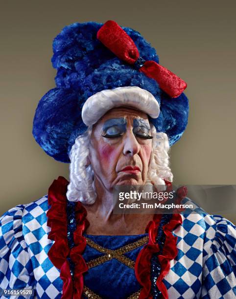 portrait of a male pantomime dames - british pantomime theater stock-fotos und bilder