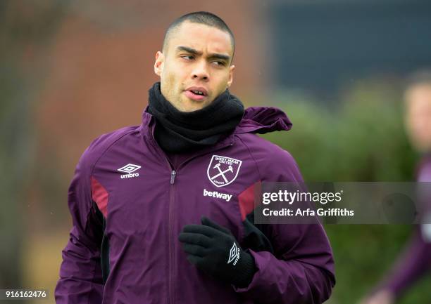 Winston Reid of West Ham United during training at Rush Green on February 9, 2018 in Romford, England.