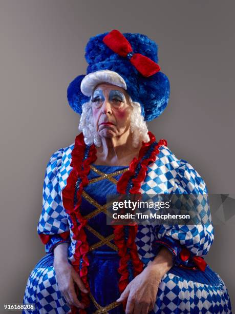 portrait of a male pantomime dames - british pantomime theater stock-fotos und bilder