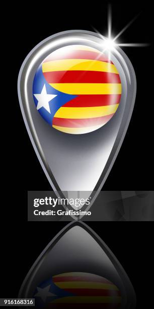 catalonia button map pointer with catalan flag isolated on white - pointer stick stock illustrations