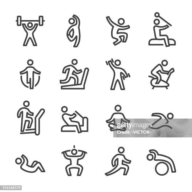 fitness und die ausübung der icons - serie - heimtrainer stock-grafiken, -clipart, -cartoons und -symbole