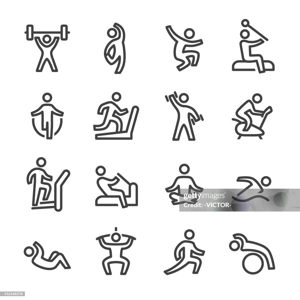 Aptitud y ejercicio iconos - serie