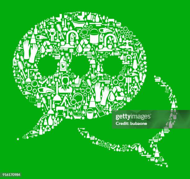 chatbubble cleaning green background pattern - kitchen paper stock illustrations