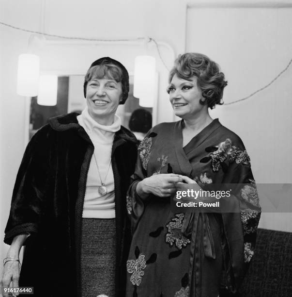 Austrian singer Lotte Lenya with Russian-born French actress Lila Kedrova , UK, 27th February 1968. They were both playing the part of as 'Fraulein...