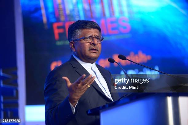 Ravi Shankar Prasad, minister for communications & Information Technology, Government of India, speaks duruing FICCI Frames 2016 on March 30, 2016 in...