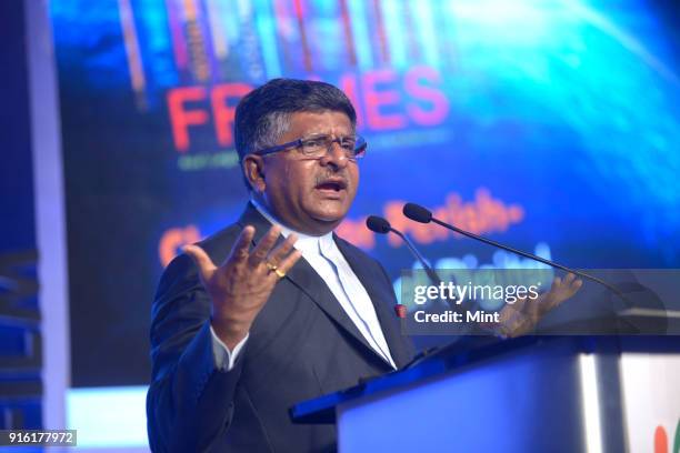 Ravi Shankar Prasad, minister for communications & Information Technology, Government of India, speaks duruing FICCI Frames 2016 on March 30, 2016 in...