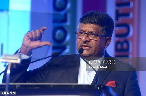 Ravi Shankar Prasad, minister for communications & Information Technology, Government of India, speaks duruing FICCI Frames 2016 on March 30, 2016 in...