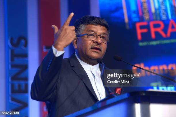 Ravi Shankar Prasad, minister for communications & Information Technology, Government of India, speaks duruing FICCI Frames 2016 on March 30, 2016 in...