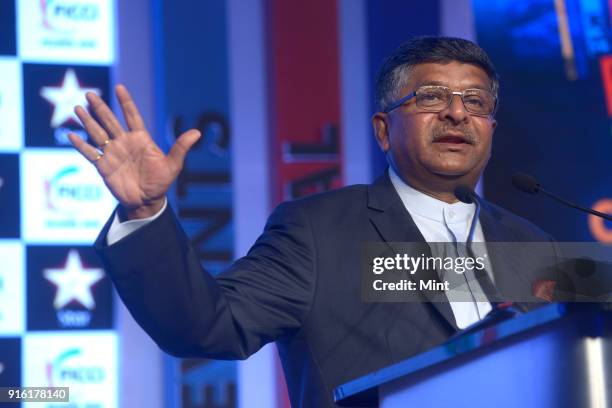 Ravi Shankar Prasad, minister for communications & Information Technology, Government of India, speaks duruing FICCI Frames 2016 on March 30, 2016 in...