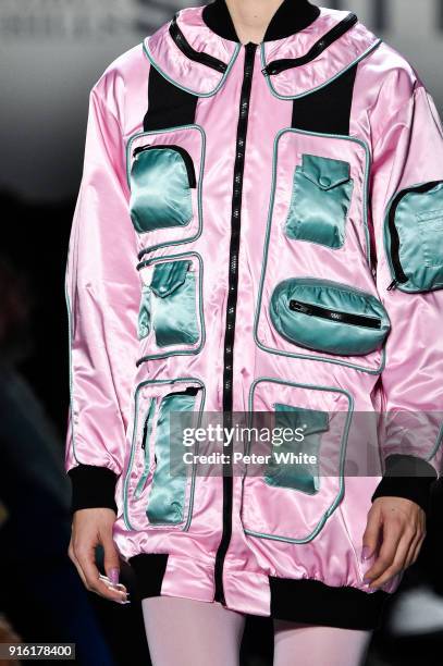 Model, fashion detail, walks the runway at Jeremy Scott Show Fall 2018 during New York Fashion Week: The Shows at Gallery I at Spring Studios on...