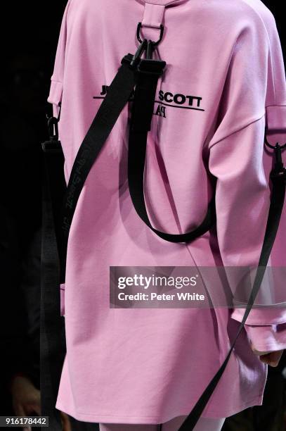 Model, fashion detail, walks the runway at Jeremy Scott Show Fall 2018 during New York Fashion Week: The Shows at Gallery I at Spring Studios on...