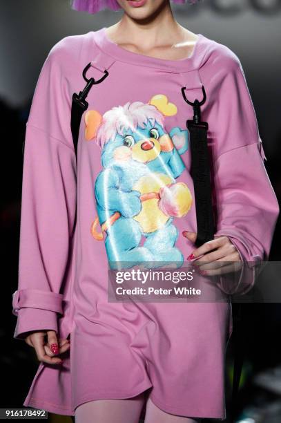 Model, fashion detail, walks the runway at Jeremy Scott Show Fall 2018 during New York Fashion Week: The Shows at Gallery I at Spring Studios on...