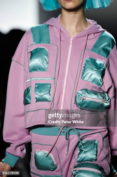 Model, fashion detail, walks the runway at Jeremy Scott Show Fall 2018 during New York Fashion Week: The Shows at Gallery I at Spring Studios on...