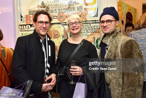 Alexander Galland, Silvia Pesci and Luke Brown attend Jane Fonda, Brooke Hayward and Linda Fargo celebrate Hayward + Hopper at Bergdorf Goodman on...