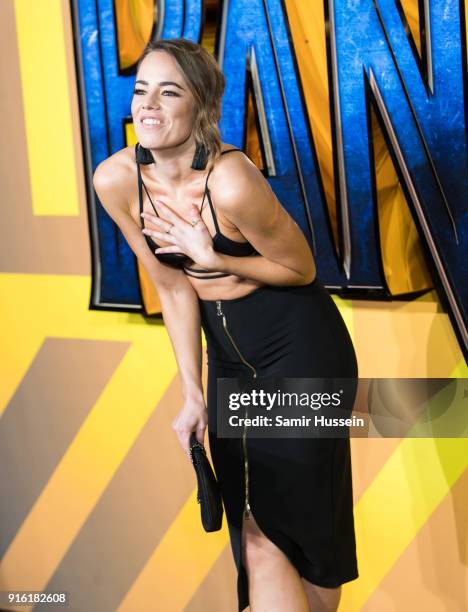 Emma Conybeare attends the European Premiere of 'Black Panther' at Eventim Apollo on February 8, 2018 in London, England.