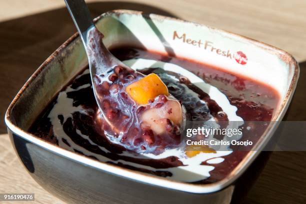 Purple rice porridge with Taro ball. Now Open feature on new business. This week is Meet Fresh, a Taiwanese dessert place located at 5315 Yonge...