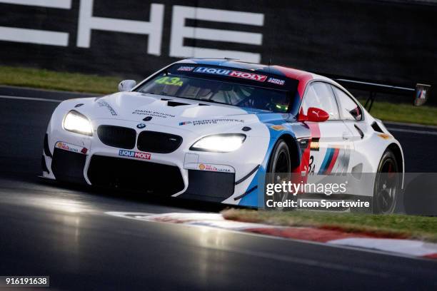 No 43 BMW Team Schnitzer, BMW M6 GT3 driven by Augusto Farfus / Chaz Mostert / Marco Wittmann just before sunrise at The Liqui-Moly Bathurst 12 Hour...