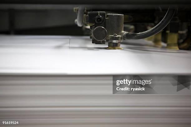 printing press sheet feeder closeup - ream of paper stock pictures, royalty-free photos & images
