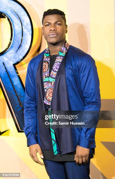 John Boyega attends the European Premiere of 'Black Panther' at Eventim Apollo on February 8, 2018 in London, England.