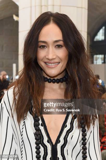 Actor Maggie Q attends the Tory Burch Fall Winter 2018 Fashion Show during New York Fashion Week at Bridge Market on February 9, 2018 in New York...