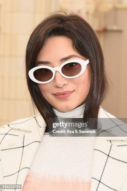 Influencer Nicole Andersson attends the Tory Burch Fall Winter 2018 Fashion Show during New York Fashion Week at Bridge Market on February 9, 2018 in...