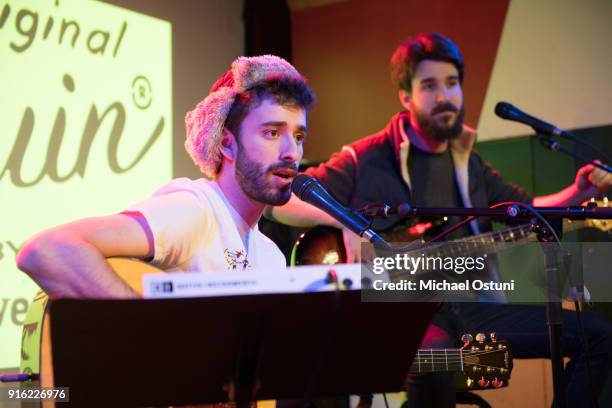 Jack Met and Adam Met of AJR perform at Original Penguin Celebrates New York Fashion Week at Pianos on February 6, 2018 in New York City.