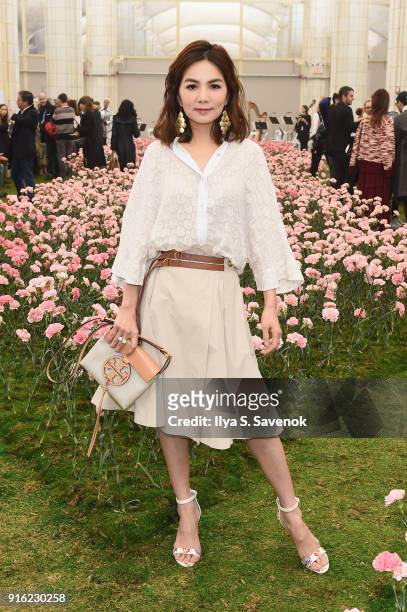 Singer and actor Ella Chen attends the Tory Burch Fall Winter 2018 Fashion Show during New York Fashion Week at Bridge Market on February 9, 2018 in...