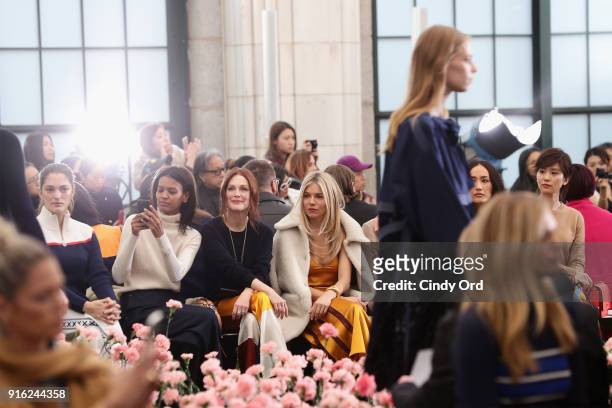 Sofia Sanchez de Betak, Liya Kebede, Julianne Moore, and Sienna Miller attend the Tory Burch Fall Winter 2018 Fashion Show during New York Fashion...