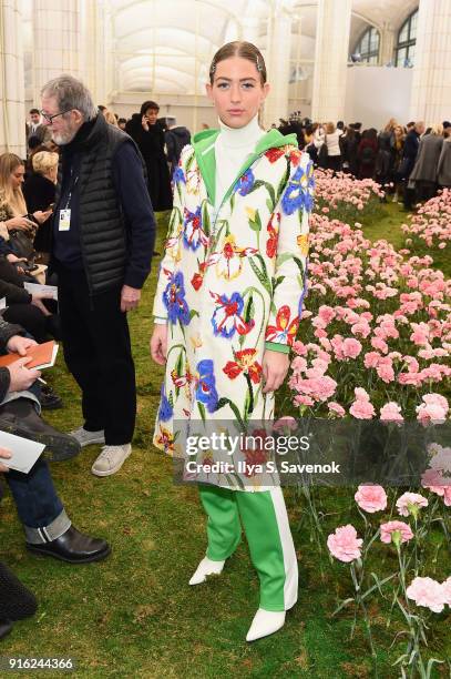 Influencer Emili Sindlev attends the Tory Burch Fall Winter 2018 Fashion Show during New York Fashion Week at Bridge Market on February 9, 2018 in...