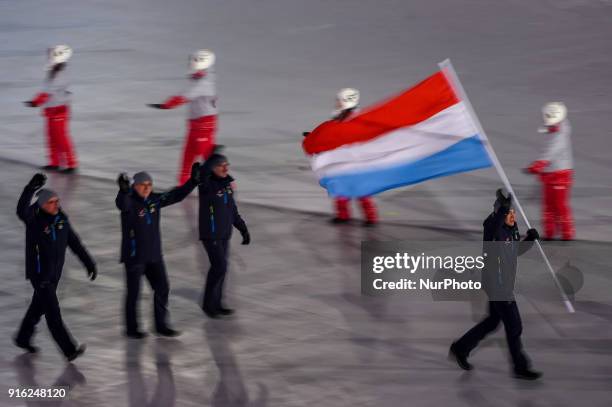 Luxembourg at opening ceremony at 2018 Pyeongchang winter olympics at Pyeongchang olympic stadium, Pyeongchang, South Korea. February 09, 2018.