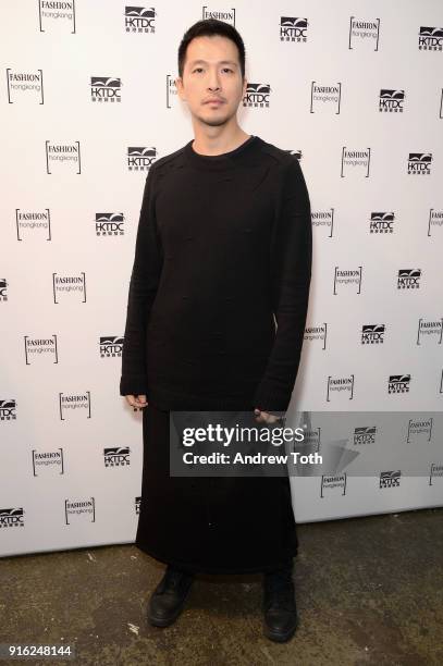 Fashion Designer Harrison Wong poses backstage for Fashion Hong Kong during New York Fashion Week: The Shows at Industria Studios on February 9, 2018...