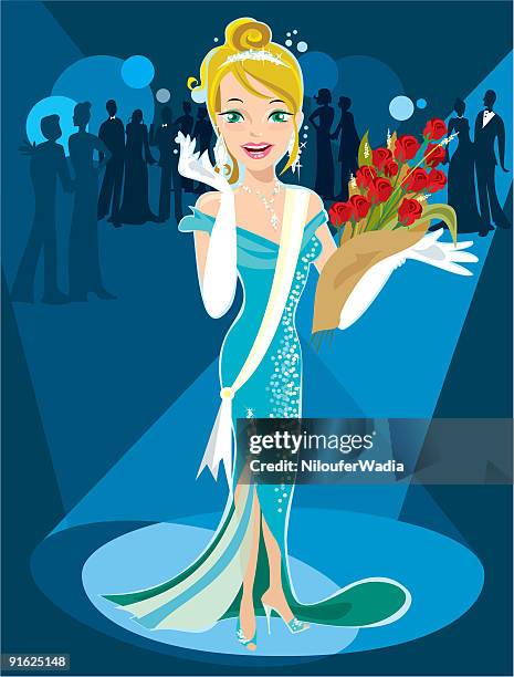 illustrazioni stock, clip art, cartoni animati e icone di tendenza di reginetta di bellezza - reginetta di bellezza