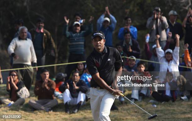 Indian golfer Shiv Shankar Prasad Chawrasia during the final round of the Indian Masters European Tour golf tournament in New Delhi.