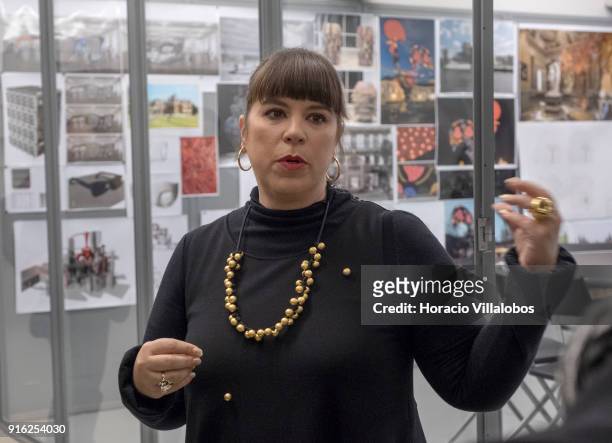 Portuguese artist Joana Vasconcelos during the press conference to announce Vasconcelos' solo exhibition in the Guggenheim Museum Bilbao, Spain at...