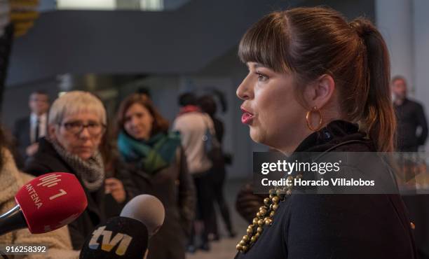 Portuguese artist Joana Vasconcelos during the press conference to announce Vasconcelos' solo exhibition in the Guggenheim Museum Bilbao, Spain at...