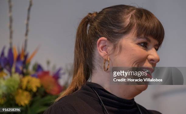Portuguese artist Joana Vasconcelos during the press conference to announce Vasconcelos' solo exhibition in the Guggenheim Museum Bilbao, Spain at...