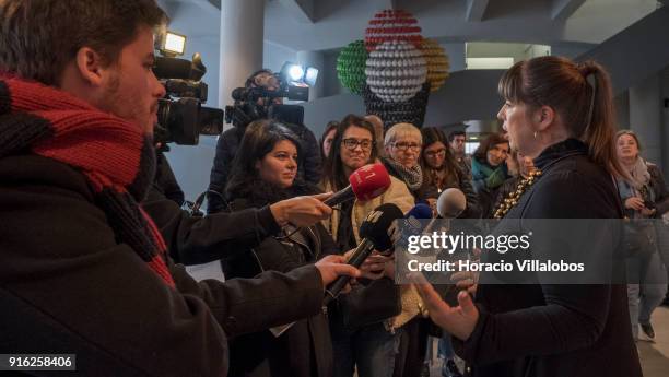 Portuguese artist Joana Vasconcelos during the press conference to announce Vasconcelos' solo exhibition in the Guggenheim Museum Bilbao, Spain at...