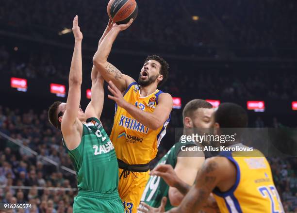 Anthony Gill, #13 of Khimki Moscow Region in action during the 2017/2018 Turkish Airlines EuroLeague Regular Season Round 22 game between Zalgiris...