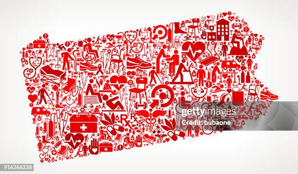pennsylvania garden and gardening vector icon pattern - senior exercise tablet stock illustrations