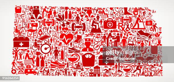 kansas garden and gardening vector icon pattern - senior exercise machine stock illustrations