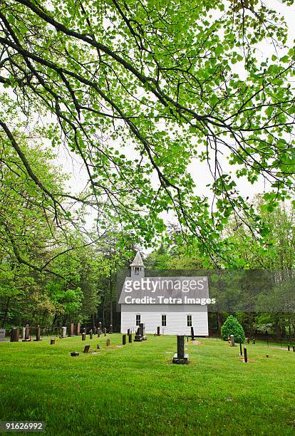 a church and graveyard in smoky mountain national park - gatlinburg stock pictures, royalty-free photos & images