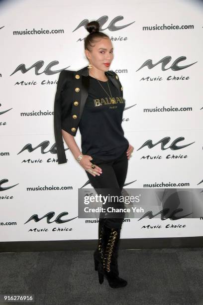 Gia Casey visits Music Choice on February 9, 2018 in New York City.