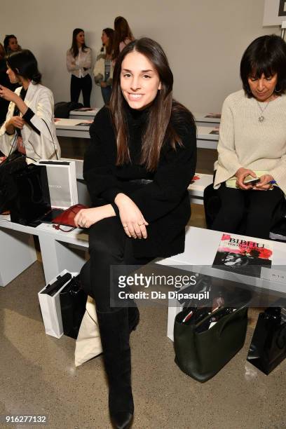 Jade Frampton attends the Bibhu Mohapatra front row during New York Fashion Week: The Shows at Gallery II at Spring Studios on February 9, 2018 in...