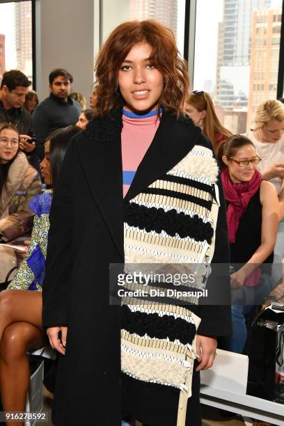 Actor Christina Caradona attends the Bibhu Mohapatra front row during New York Fashion Week: The Shows at Gallery II at Spring Studios on February 9,...