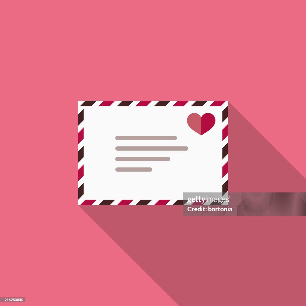 Love Letter Flat Design Valentine's Day Romance Icon