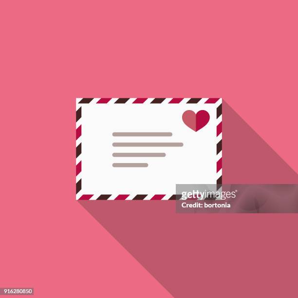 love letter flat design valentine's day romance icon - love letter stock illustrations