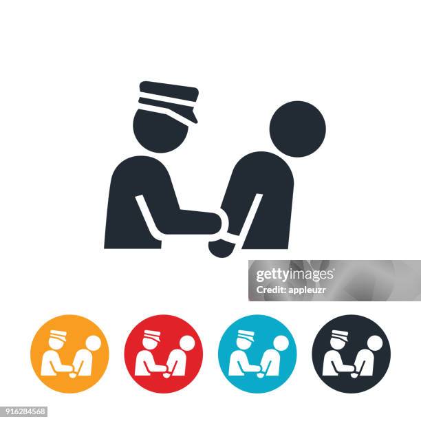 arrest icon - hands behind back stock illustrations