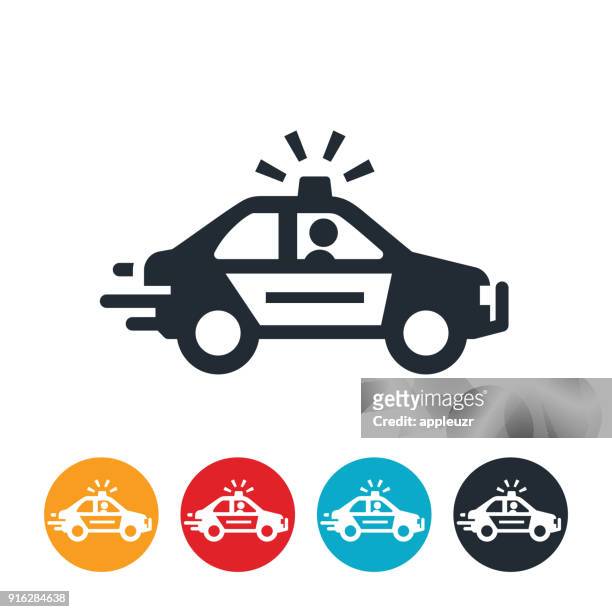 speeding police car icon - police car stock illustrations
