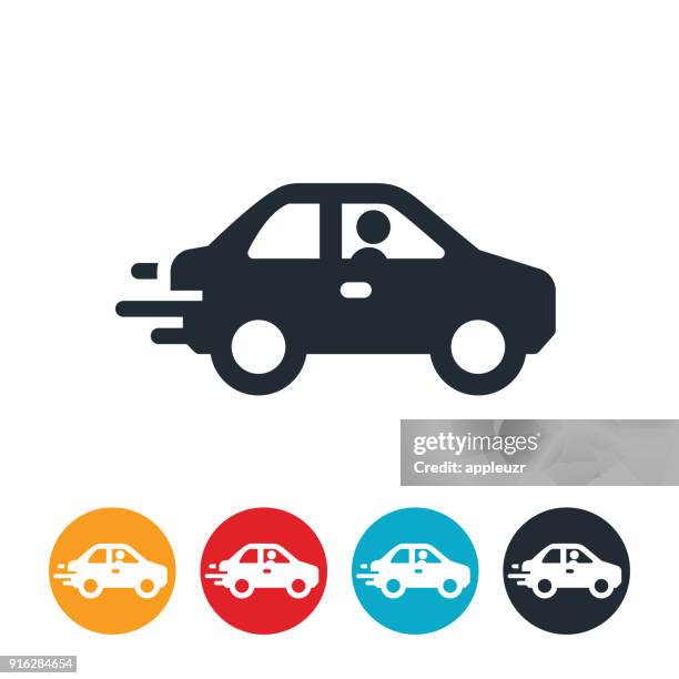 speeding car icon - car driving fast stock illustrations
